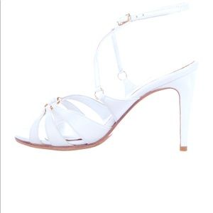 Luca Luca white high heel sandals w/ gold detail!